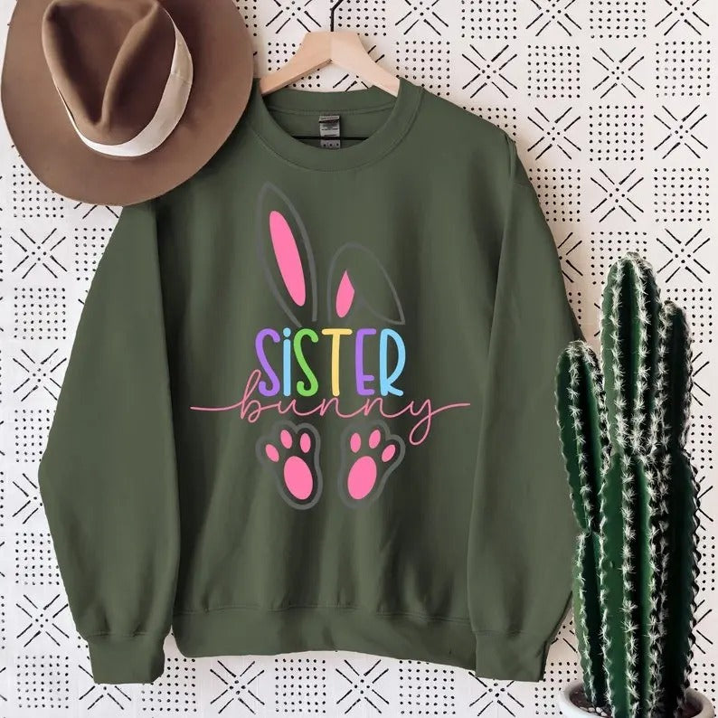 Sister Bunny Easter Hoodie, Sis Bunny Sweatshirt, T-Shirt, Hoodie | DripVista.com