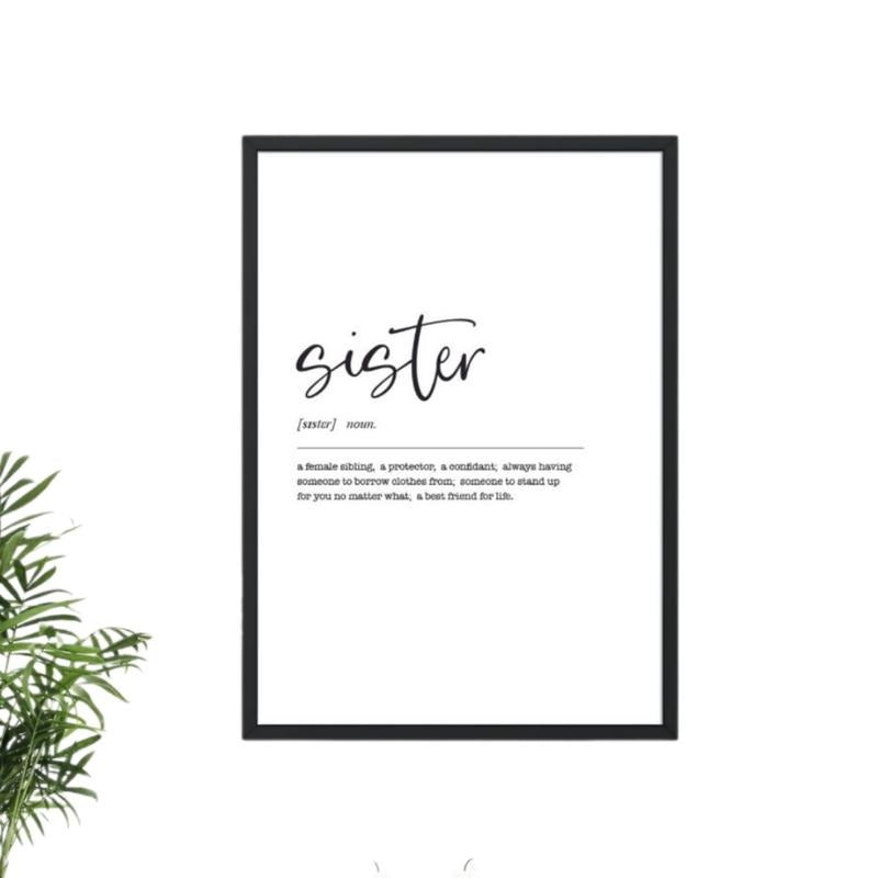 Sister Definition Art Print, Quote Print Posters, Sister Art Print, Nursery Art Decor, Gifts For Teens Girls Family Wall...