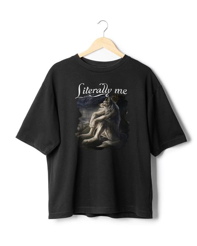 Sitting wolf shirt literally me funny meme tshirt Menswear Top Hoodie, Sweatshirt | DripVista.com