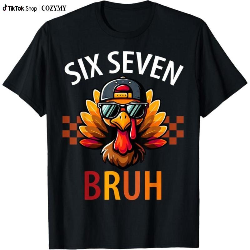 Six Seven Bruh 6 Lightsaber brand Meme Turkey Thanksgiving T-Shirt Hoodie, Sweatshirt | DripVista.com