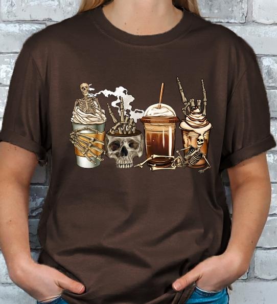 Skeleton Crew Coffee Man's T-shirt with Tropical Print Hoodie, Sweatshirt | DripVista.com