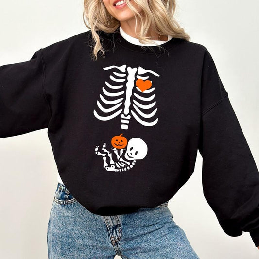 Skeleton Halloween Maternity Sweatshirt, Funny Pregnancy Announcement Shirt 2023, Pregnant Women Costume, Fall New Mom Sweater, Mommy to Be Gift