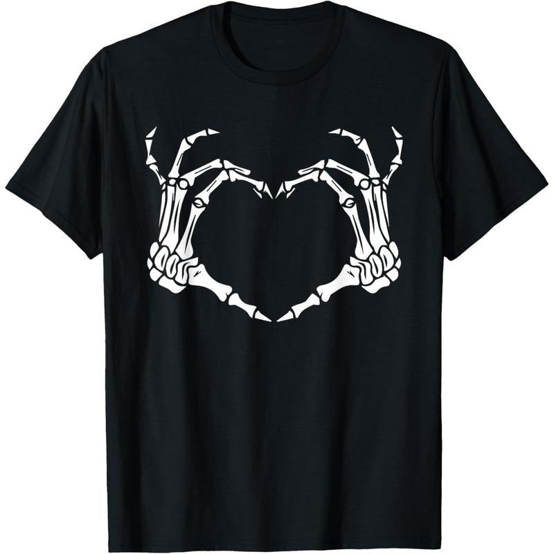 Skeleton Hand Heart Halloween Funny Bones Love T-Shirt made in usa Hoodie, Sweatshirt | DripVista.com