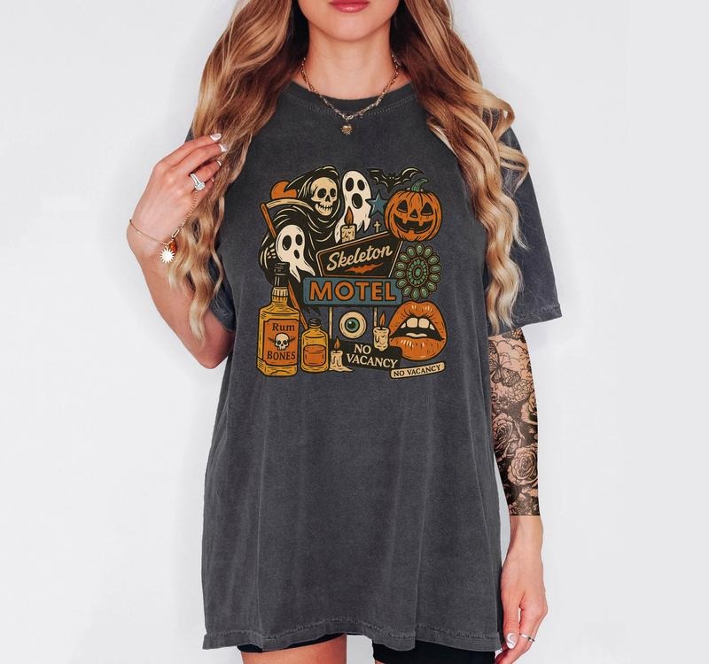 Skeleton Motel - T-Shirt, Unisex T-Shirt, Funny Tee, Comfortable Shirt Hoodie, Sweatshirt | DripVista.com