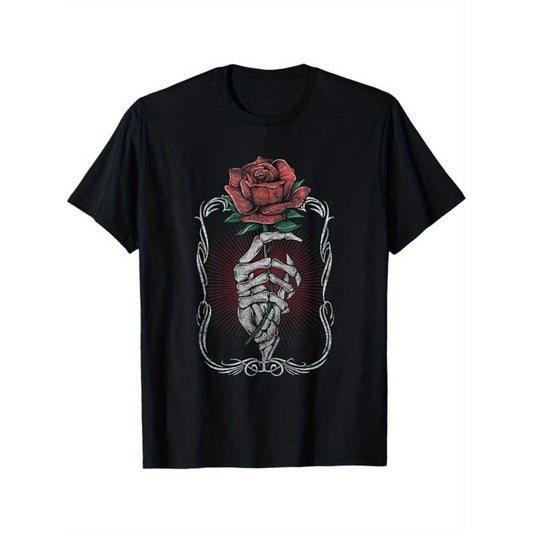 Skeleton Print Men's Cotton T-shirt, Graphic Tee Men's Outdoor Clothes, Men's Halloween Clothing, Casual Short Sleeve Crew Neck T-shirt, Tops For Men, Gift For Men made in usastyle{n002}20