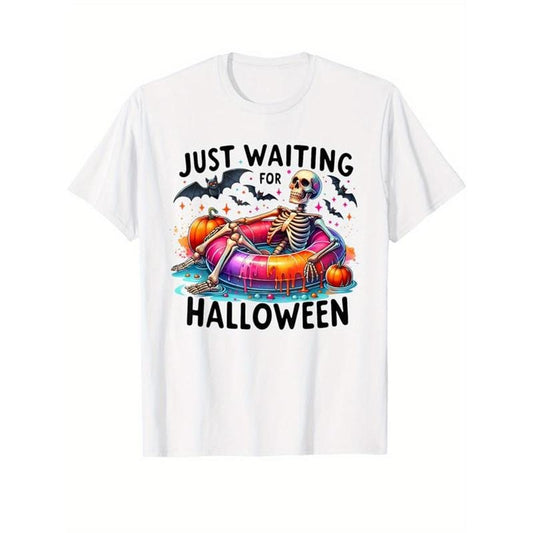 Skeleton Print Men's Cotton T-shirt, Graphic Tee Men's Outdoor Clothes, Men's Halloween Clothing, Casual Short Sleeve Crew Neck T-shirt, Tops For Men, Gift For Men made in usastyle{n002}14