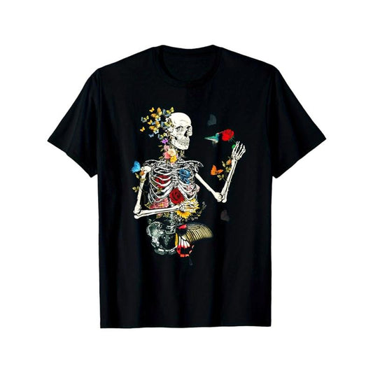 Skeleton Print Men's Cotton T-shirt, Graphic Tee Men's Outdoor Clothes, Men's Halloween Clothing, Casual Short Sleeve Crew Neck T-shirt, Tops For Men, Gift For Men made in usastyle{n002}3