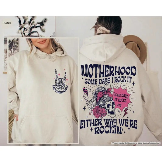 Skeleton Rocking Motherhood Some Day I Rock It 2 Sided Shirt, Mother's Day Gift, Funny Mom Shirt, Gift For Mom, New Mom Gift, Motherhood Sweatshirt