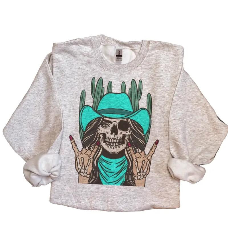 Skellie Desert Cowgirl Sweatshirt, western clothing, western outfits women, western tops, T-shirt and Hoodie | DripVista.com
