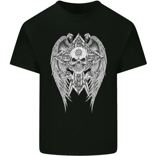 Skull Wings Viking Gothic Wings Gym Biker Mens Cotton T-Shirt Tee Top Made in USA