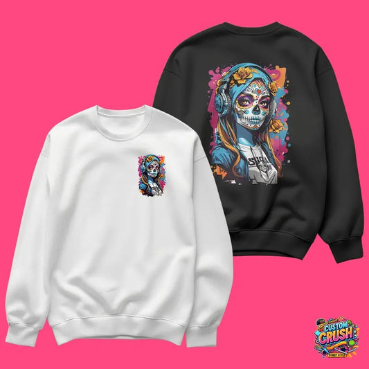 Skull face painting beauty trendy cotton short-sleeved, round neck sweatshirt, hooded sweatshirt, multiple colors, fully customized pattern clothing, fast logistics Menswear Embroidered Prints Tops Man Pullover Fabric Soft Gamis Casual