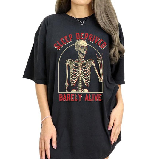 Sleep Barely Alive Vintage Shirt, Humor Vintage Tee, Funny Graphic Printed Tee, Unisex Unhinged Shirt, Never Better Unisex Comfy Fabric Oversized Graphic Tee, Women's Tops, Womenswear, Cotton Fabric Tee