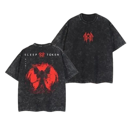 Sleep Token Side Grim Reaper Heavy Metal Shirt, Unisex Rock Band Washed Cotton T-shirt, Gift For Rock Music Lovers Man sleep  token  merch Fabric Fit