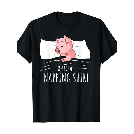 Sleeping Pig Lover Swine Official Napping T-Shirt-100% Cotton - 220g made in usa