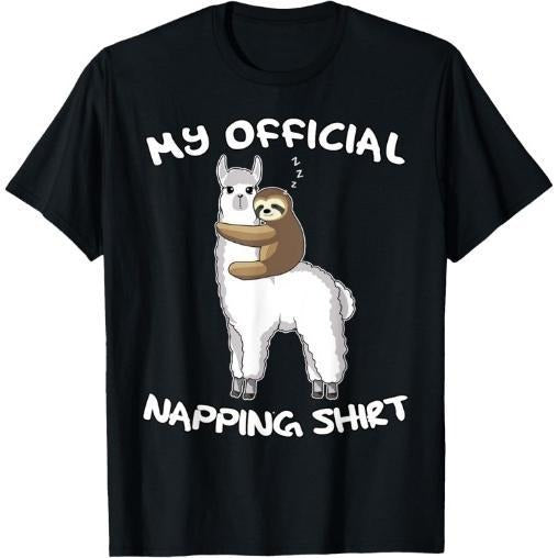 Sleeping Sloth Alpaca Llama Pyjamas My Official Napping T-Shirt Made in USA Hoodie, Sweatshirt | DripVista.com