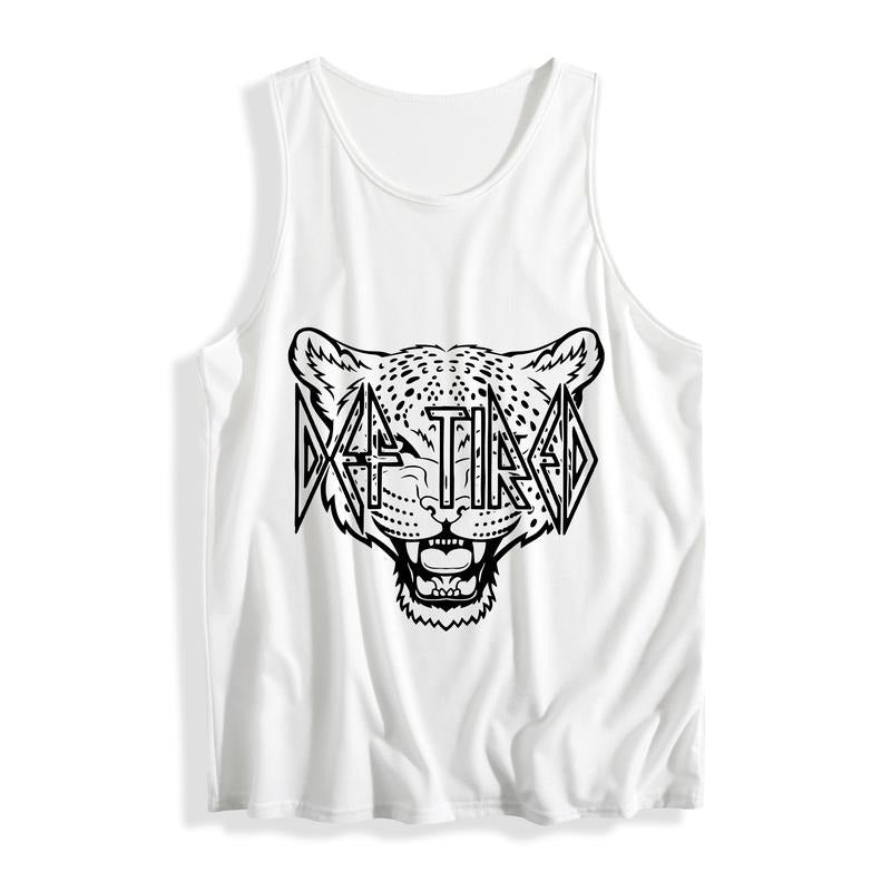 Sleeveless Vest Flaunting WB shield Ferocious Leopard Head Gunpla brand "DEF LEPPARD" Typography for Rock Aficionados...