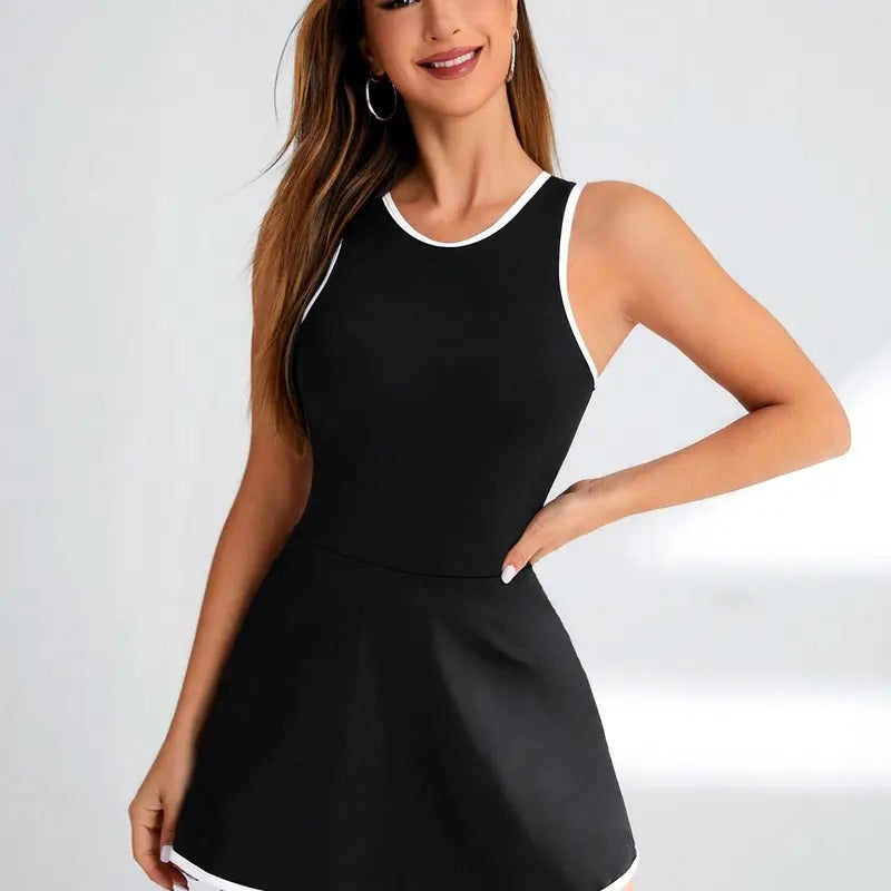 Slim Fit Workout Tennis Dress Sleeveless Crew Neck Golf Athletic Dresses Built in Shorts Activewear T-Shirts, Hoodie,...