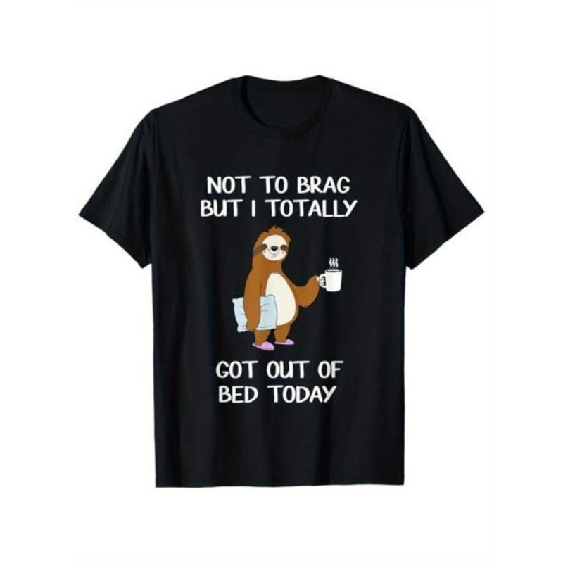 Sloths Print Men's Cotton T-shirt, Graphic Tee Men's Outdoor Clothes, Casual Short Sleeve Crew Neck T-shirt Made in USA