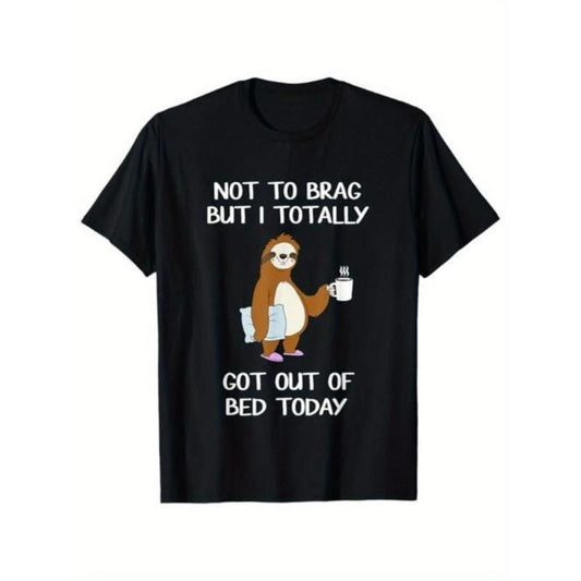 Sloths Print Men's Cotton T-shirt, Graphic Tee Men's Outdoor Clothes, Casual Short Sleeve Crew Neck T-shirt Made in USA
