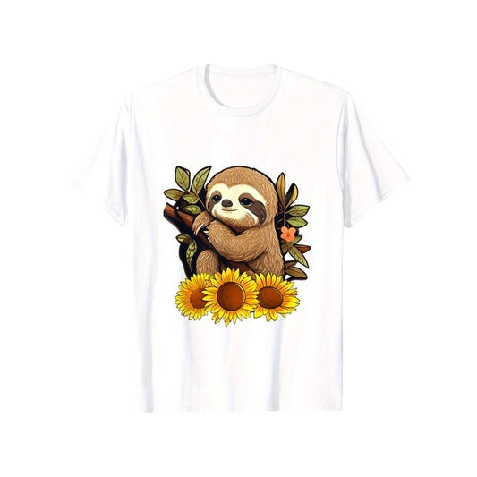 Sloths Print Men's Cotton T-shirt, Graphic Tee Men's Outdoor Clothes, Casual Short Sleeve Crew Neck T-shirt made in usastyle{n002}14