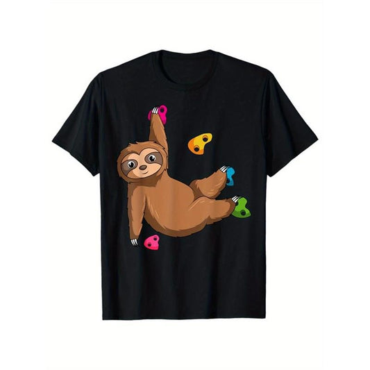 Sloths Print Men's Cotton T-shirt, Graphic Tee Men's Outdoor Clothes, Casual Short Sleeve Crew Neck T-shirt made in usastyle{n002}15