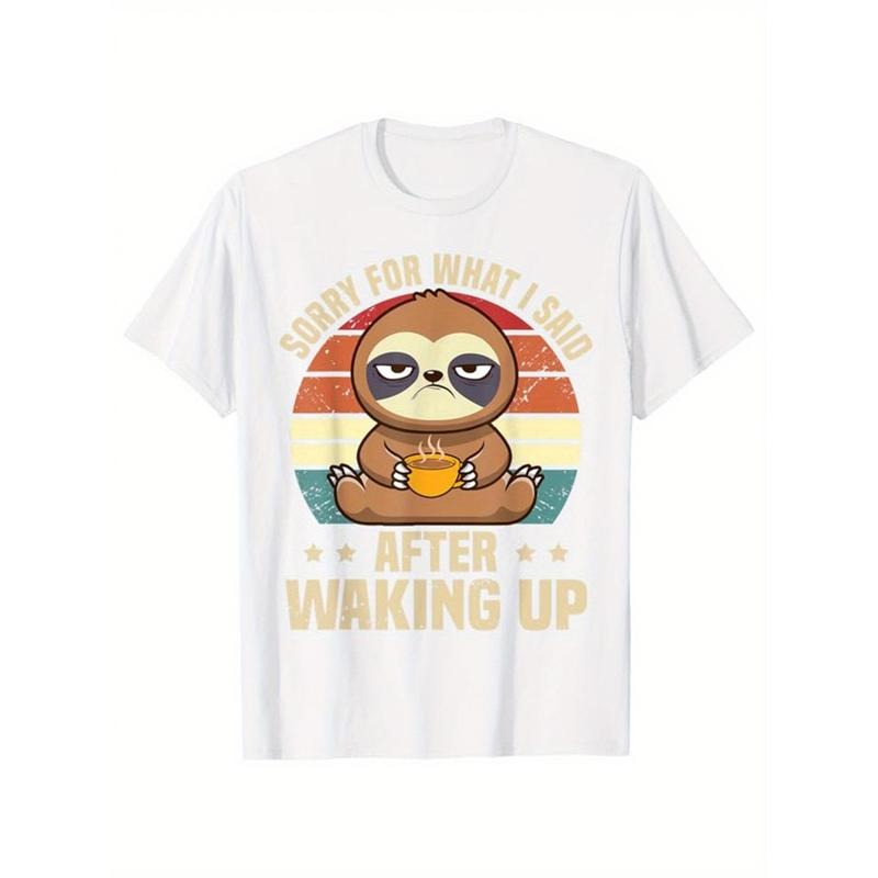 Sloths Print Men's Cotton T-shirt, Graphic Tee Men's Outdoor Clothes, Casual Short Sleeve Crew Neck T-shirt made in usastyle{n002}17