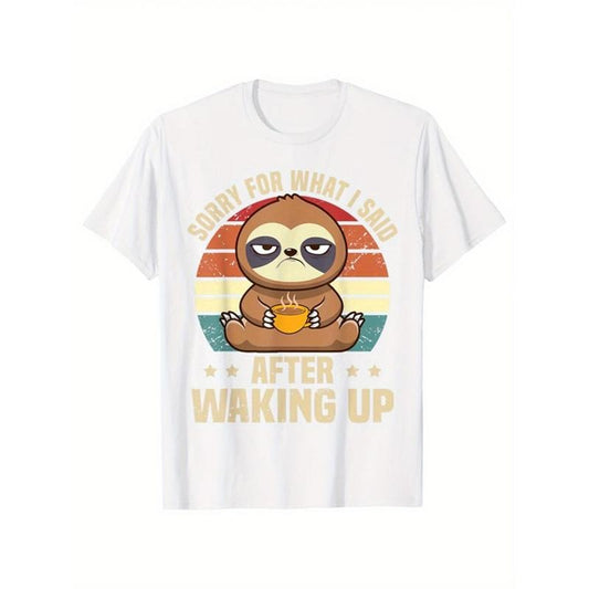 Sloths Print Men's Cotton T-shirt, Graphic Tee Men's Outdoor Clothes, Casual Short Sleeve Crew Neck T-shirt made in usastyle{n002}17