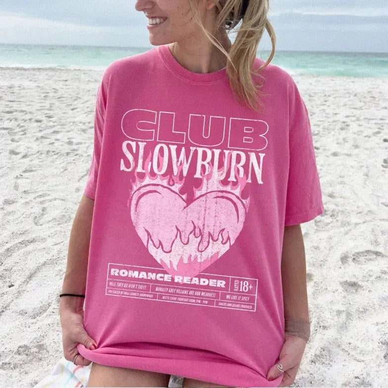 Slow Burn Book Club Shirt | Bookish Shirt Romance Book Girlie Morally Grey Book Lover Romance Reader Book Club T-Shirt...