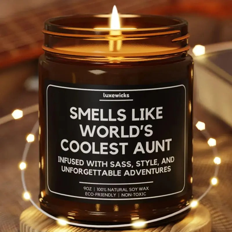 Smells Like World's Coolest Aunt Candle Gift For Aunt  Gift Candle Funny Aunt Candle Family Gift