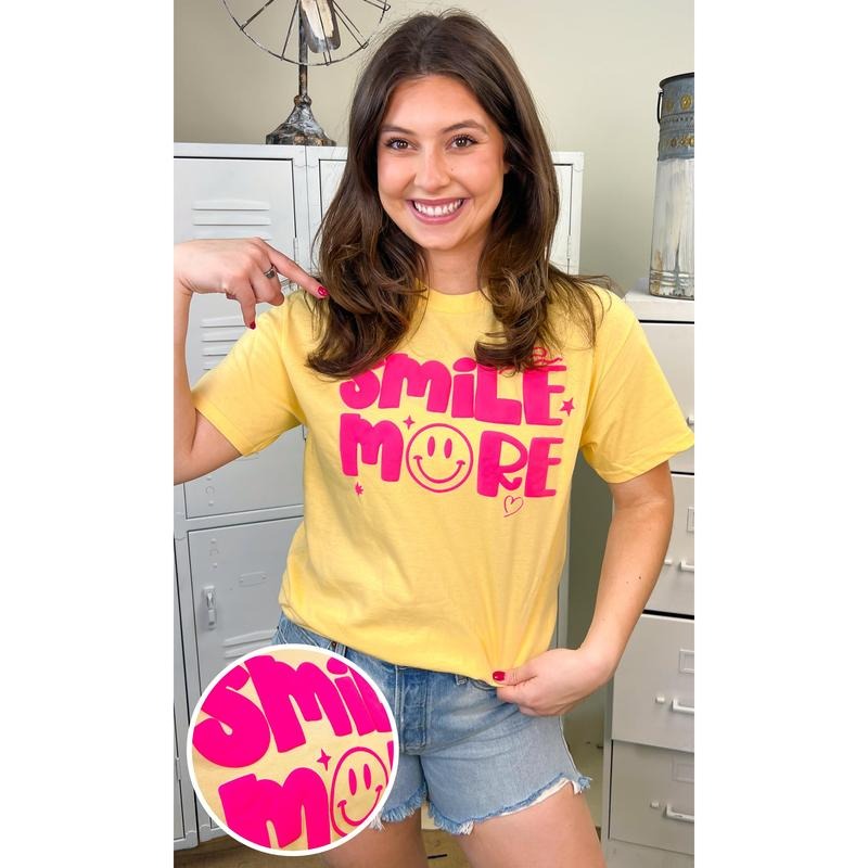 Smile More Puff Graphic T-Shirt Hoodie, Sweatshirt | DripVista.com