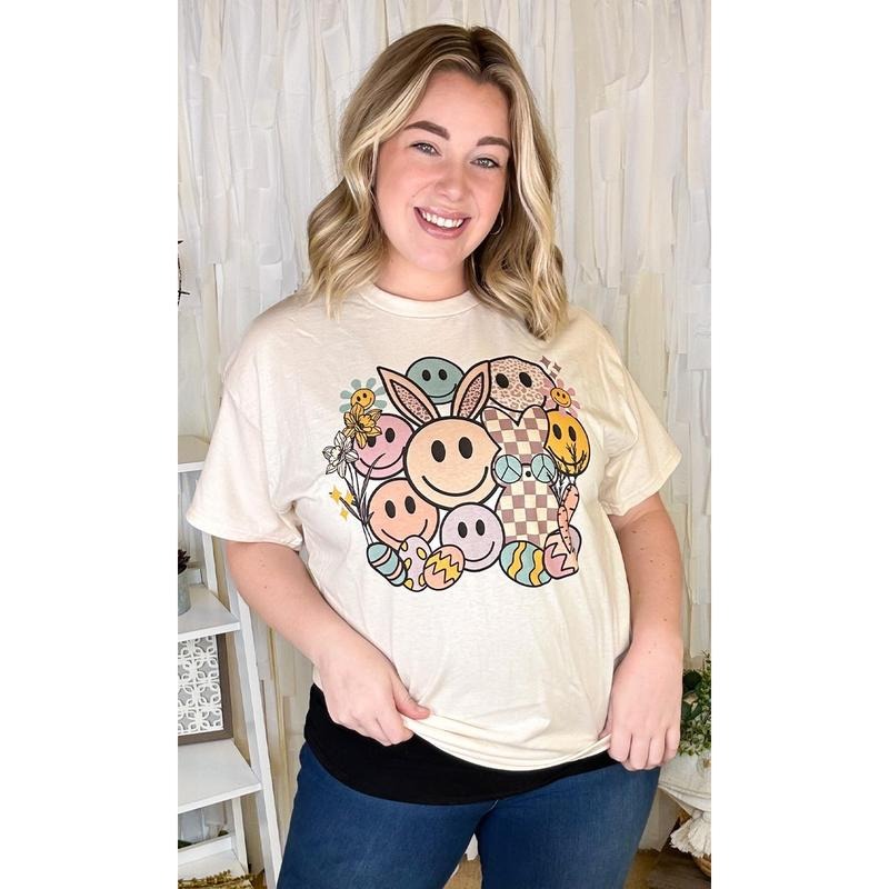Smiley Easter Bunny Graphic T-Shirt Hoodie, Sweatshirt | DripVista.com