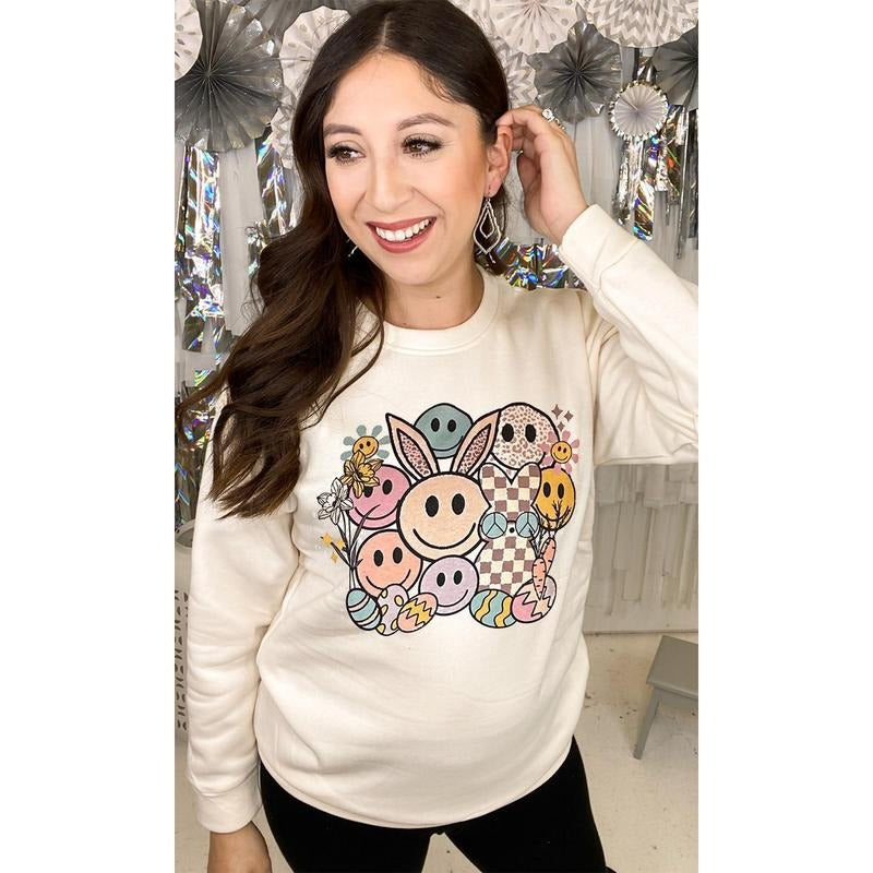 Smiley Easter Bunny Sweatshirt T-Shirts, Hoodie | DripVista.com