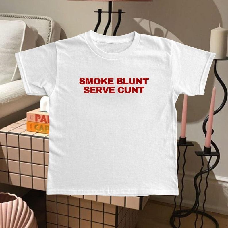Smoke Blunt Baby Tee Funny Baby Tee 90s Iconic shirt Y2k Demure Clothing Cute Top Coquette Aesthetic Y2k Tops Gift For Girlfriend