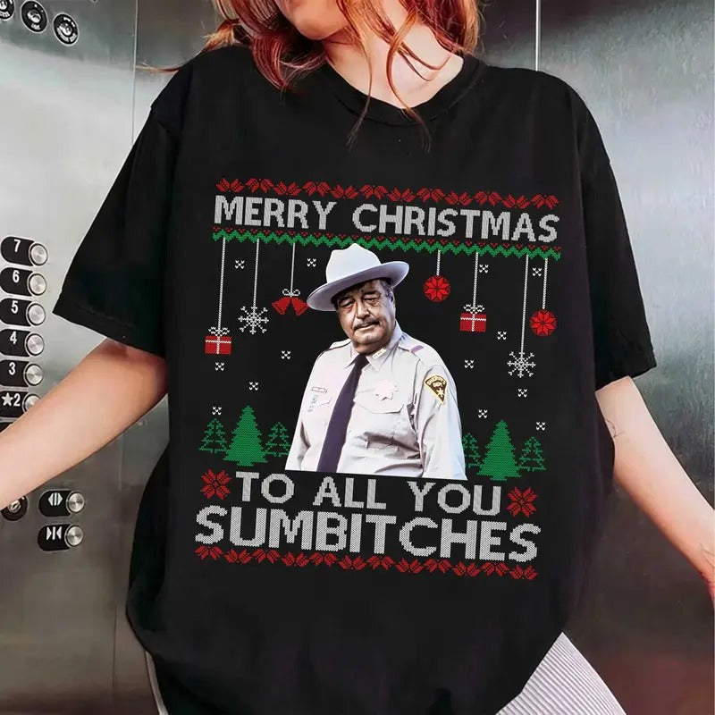 Smokey And The Bandit Merry Christmas Too All You Sumbitches Christmas Sweater, smokey And The Bandit Sweatshirt, Funny Christmas Sweater Cotton