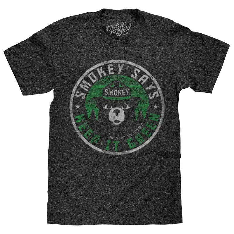 Smokey Says "Keep it Green, Prevent Wildfires" T-Shirt - Gray
