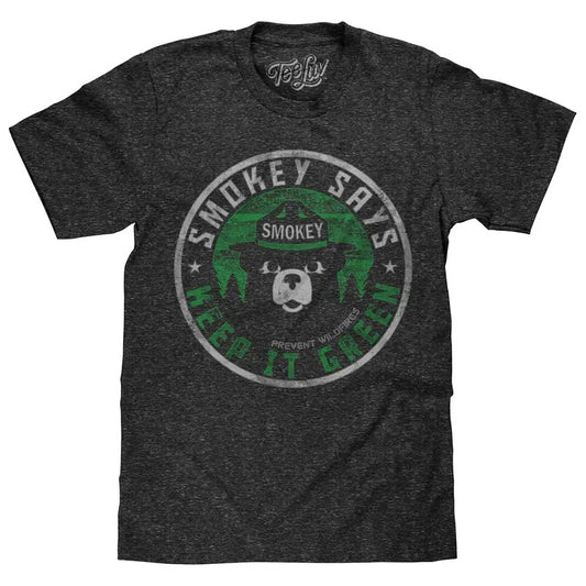 Smokey Says "Keep it Green, Prevent Wildfires" T-Shirt - Gray