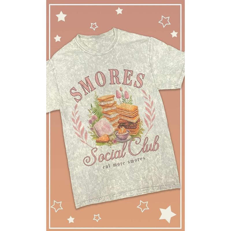 Smores Social Club Mineral Washed Graphic T-Shirt Hoodie, Sweatshirt | DripVista.com