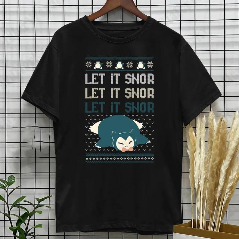 Snorlax Cute T-shirt Let it Snor Unisex Shirt Snorlax Family Shirt Anime Shirt Hoodie, Sweatshirt | DripVista.com