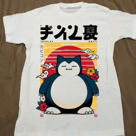 Snorlax Retro Style anime Pokemon T-Shirt, Vintage Style Japanese Shirt Menswear Top Underwear Tshirt