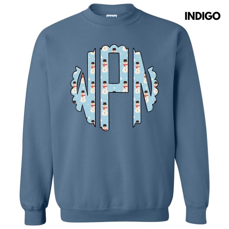 Snowman Monogram Sweatshirt 'NLB' T-Shirts, Hoodie | DripVista.com