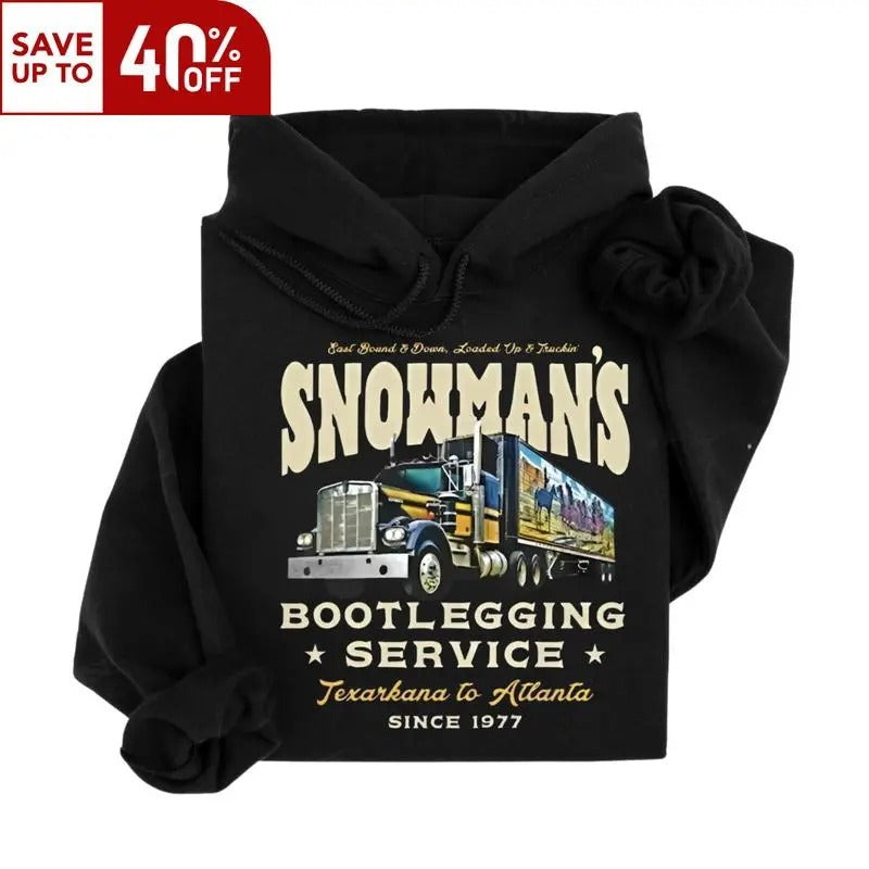 Snowman's Bootlegging Service Hoodie- Smokey & The Bandit Hoodie, Unisex Hoodie, Gift for Her for Him, Menswear Graphic...