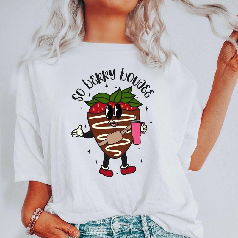 So Berry Boujee, Chocolate Strawberry, Bougie, Comfort Colors Tshirt, Valentine's Day, Valentine's Day Comfort Colors...