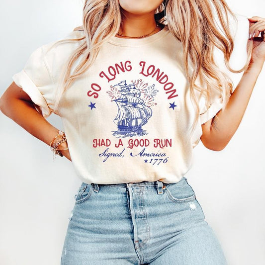 So Long London 4th of July Fourth of July Shirt, Ie Fangirl, Gift for Her, Oversized Trendy Tee, July 4th  Tee, Gift for Men for Woman Casual Top