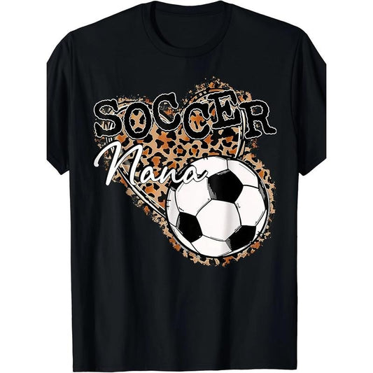 Soccer Nana Leopard Print T-Shirt - Fun and Casual Wear Made in USA