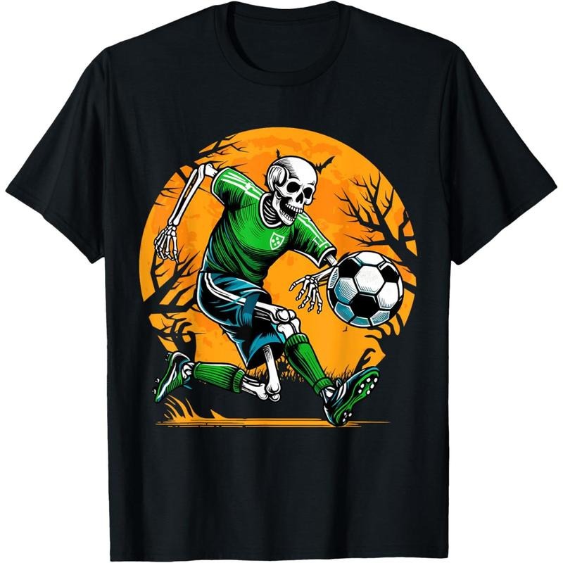 Soccer Skeleton Halloween Football Spooky Boys Soccer Player T-Shirt made in usa Hoodie, Sweatshirt | DripVista.com