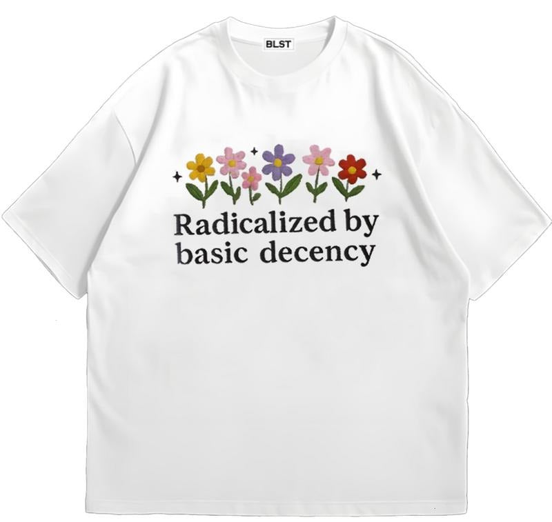 Socialist Radicalized by Basic Decency T-Shirt Retro Graphic Tee Retro Graphic Hoodie, Sweatshirt | DripVista.com