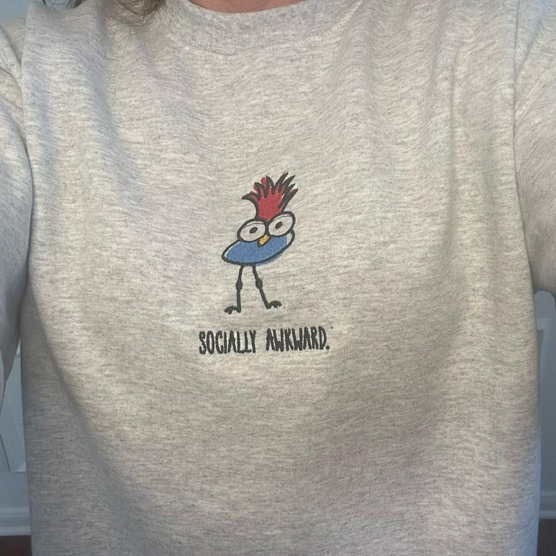 Socially Awkward Embroidered Crewneck Sweatshirt Comfort T-Shirts, Hoodie | DripVista.com