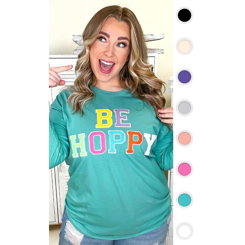 Soft Chenille Be Hoppy Easter Adult Long Sleeve Shirt Hoodie, Sweatshirt | DripVista.com