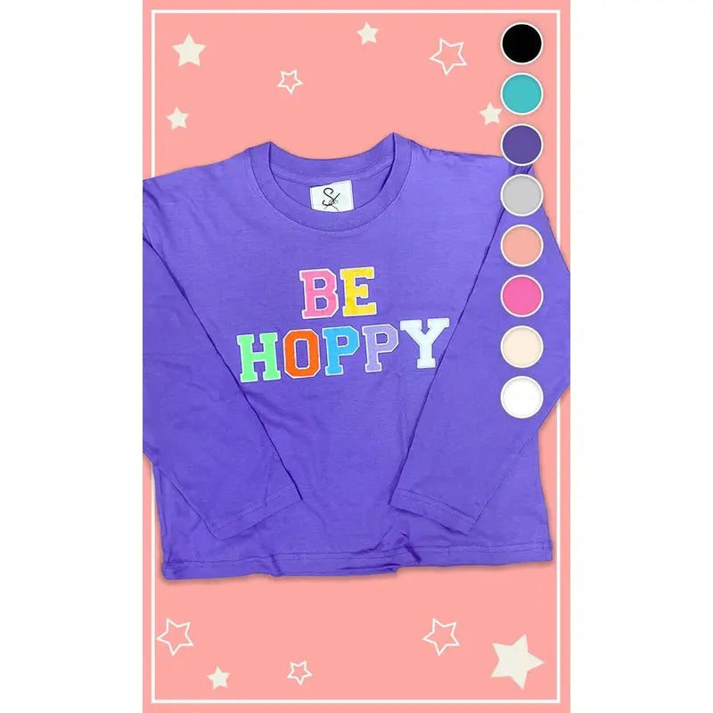 Soft Chenille Be Hoppy Easter Youth Long Sleeve Shirt Hoodie, Sweatshirt | DripVista.com