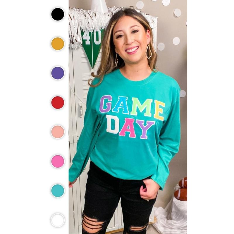 Soft Chenille Game Day Boyfriend Long Sleeve T-Shirts, Hoodie, Sweatshirt | DripVista.com